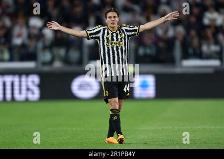 Turin, Italie. 14th mai 2023. Nicolo Fagioli de Juventus FC gestes pendant la série Un match de football entre Juventus FC et nous Cremonese au stade Allianz sur 14 mai 2023 à Turin, Italie . Credit: Marco Canoniero / Alamy Live News Banque D'Images