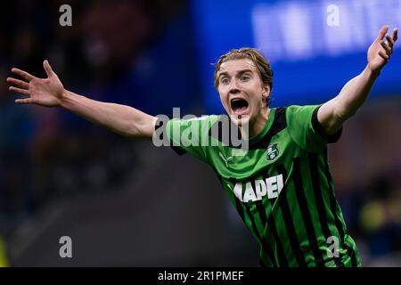 Milan, Italie. 13 mai 2023. Kristian Thorstvedt de l'US Sassuolo réagit pendant le match de football de Serie Entre le FC Internazionale et l'US Sassuolo. Credit: Nicolò Campo/Alay Live News Banque D'Images