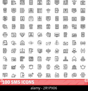 100 icônes sms définies. Illustration de 100 icônes sms ensemble de vecteurs isolés sur fond blanc Illustration de Vecteur