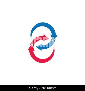 numéro deux flèches de rotation liées vecteur géométrique du logo Illustration de Vecteur