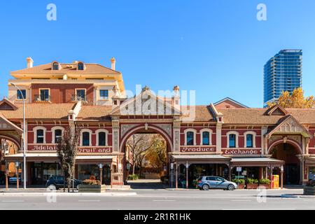 Adélaïde, Australie méridionale - 16 mai 2020 : Adélaïde fruits et produits Echangez le patrimoine dans la partie orientale du quartier des affaires le jour ensoleillé vi Banque D'Images