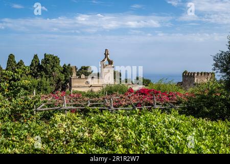 Vue sur Certosa San Giacomo à Capri, Golfe de Naples, Campanie, Italie, Europe Banque D'Images