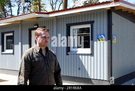 Non exclusif: IRPIN, UKRAINE - 13 MAI 2023 - Ruslan Kravchenko, chef de l'Administration militaire régionale de Kiev, assiste à l'ouverture de la modula de Lastivka Banque D'Images