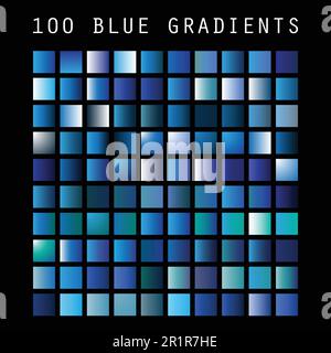 Jeu de 100 nuances de bleu couleur et modèle de conception d'échantillons de dégradé Illustration de Vecteur