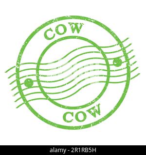 VACHE, texte écrit sur le timbre postal vert grungy. Banque D'Images