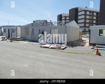 ADIYAMIN, TURQUIE - 4 MAI 2023 - ville à conteneurs construite pour les personnes déplacées du tremblement de terre de février, Adiyaman, Turquie Banque D'Images