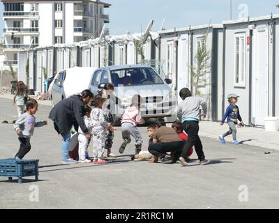 ADIYAMIN, TURQUIE - 4 MAI 2023 - ville à conteneurs construite pour les personnes déplacées du tremblement de terre de février, Adiyaman, Turquie Banque D'Images