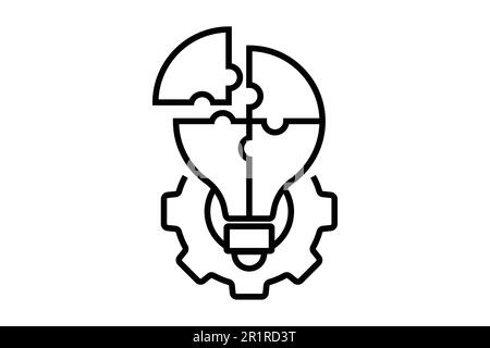Icône solution efficace. Idées créatives ampoule, pièce de puzzle et concept d'équipement. Style d'icône de ligne. Conception vectorielle simple modifiable Illustration de Vecteur