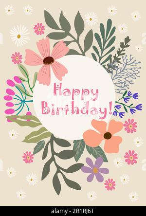 Moderne joyeux anniversaire carte de voeux vecteur art Illustration de Vecteur