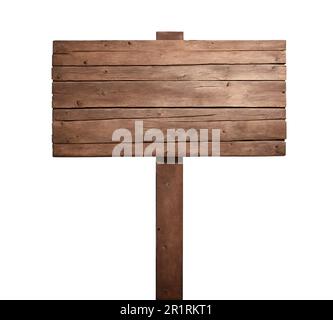 Panneau d'affichage en bois ancien sur fond blanc Banque D'Images