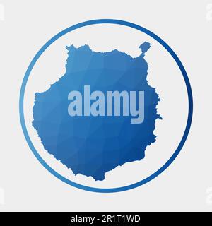 Icône Gran Canaria. Carte polygonale de l'îlot dans l'anneau de gradient. Panneau rond bas en polyéthylène Gran Canaria. Illustration vectorielle. Illustration de Vecteur