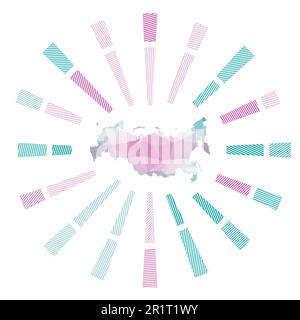 La Russie a pris le soleil. Faible rayure de poly rayés et carte du pays. Illustration vectorielle impressionnante. Illustration de Vecteur