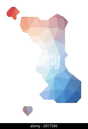 Carte de l'île Malapascua. Illustration basse poly de l'île. Design géométrique avec rayures. Illustration vectorielle. Illustration de Vecteur