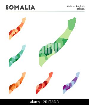 Collecte de cartes de Somalie. Frontières de la Somalie pour votre infographie. Régions de couleur. Illustration vectorielle. Illustration de Vecteur