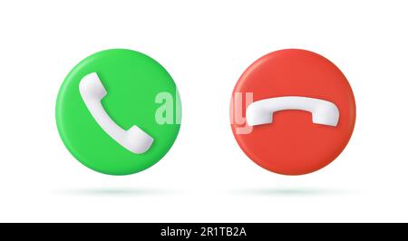 3D icône de boutons oui non rouge et vert Illustration de Vecteur