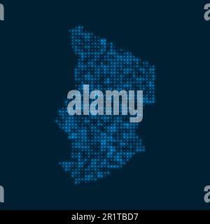 Carte à pointillés du Tchad. Forme du pays avec des ampoules bleues brillantes. Illustration vectorielle. Illustration de Vecteur