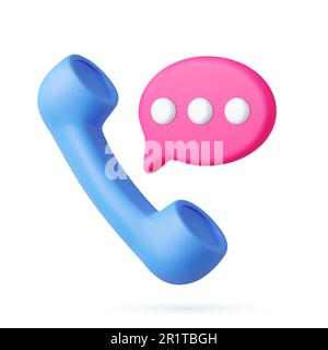 3d récepteur téléphonique rétro et bulle vocale Illustration de Vecteur