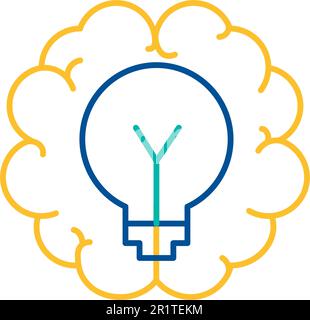 Ampoule dans le cerveau humain icône ligne mince. Illustration du scénario de l'activité de brainstorming créatif. Création, réflexion, planification et Innova de nouvelles idées Illustration de Vecteur