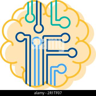Icône d'intelligence Curcuit dans l'illustration du vecteur de conception de ligne mince du cerveau humain. Concept de pensée, de développement et d'activité cérébrale Illustration de Vecteur
