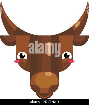 Bull face emoji, heureux rougir dans l'embarras icône de vache isolé signe d'émotion. Clip art à la tête d'animal mignon, élément d'émoticône moderne. Visage souriant isola Illustration de Vecteur