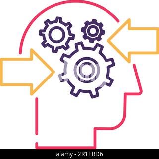 Icône de vecteur de ligne mince du processus de prise de décision. Pictogramme d'analyse des problèmes et de solution Illustration de Vecteur