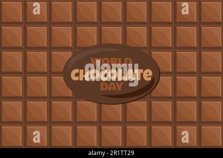 Bannières de la Journée mondiale du chocolat avec texte et savoureux dessert de fond. Vecteur Illustration de Vecteur