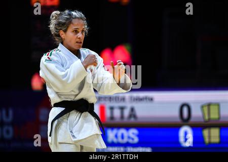 Doha, Qatar, 8 mai 2023. Odette Giuffrida, d'Italie, réagit à la médaille de bronze féminine -52kg lors des Championnats du monde de judo 2023 - jour 2 à Doha, au Qatar. 8 mai 2023. Crédit : Nikola Krstic/Alay Banque D'Images