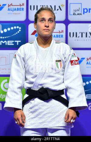 Doha, Qatar, 8 mai 2023. Odette Giuffrida, d'Italie, qui se pose sur le podium lors de la cérémonie de remise des médailles du Women's -52kg lors des Championnats du monde de judo 2023 - jour 2 à Doha, au Qatar. 8 mai 2023. Crédit : Nikola Krstic/Alay Banque D'Images