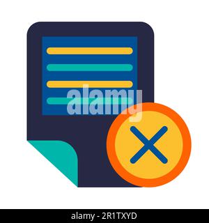 Document de texte électronique supprimer symbole glyphe illustration vectorielle. Icône de suppression du document en ligne Illustration de Vecteur