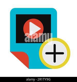 Lecteur vidéo, icône de vecteur de glyphe de vérification d'application. Ajout d'un fichier multimédia au pictogramme isolé de la liste de lecture Illustration de Vecteur
