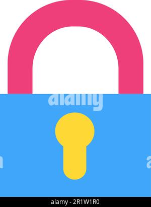 Icône de vecteur plat de cadenas fermé. Autocollant de sécurité. Personnalité fermée, symbole de dessin animé introverti Illustration de Vecteur