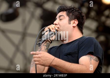 Milan Italie 2006-06-04 :Chino Moreno chanteur et guitariste de Deftones concert live à l'Idroscalo, Gods of Metal 2006 Banque D'Images