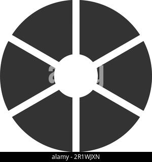 Exemple de graphique de beignets, de tourtes ou de pizzas. Cercle divisé sur 6 coupes égales. Schémas de roue avec six secteurs isolés sur fond blanc. Illustration graphique vectorielle. Illustration de Vecteur