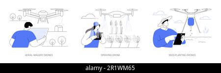 Drones agricoles illustrations vectorielles abstraites de concept. Illustration de Vecteur