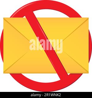 Panneau enveloppe interdite. Ne pas envoyer de message. Illustration de Vecteur