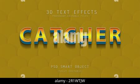 Modèle de conception d'effet de texte Catcher 3D. Banque D'Images