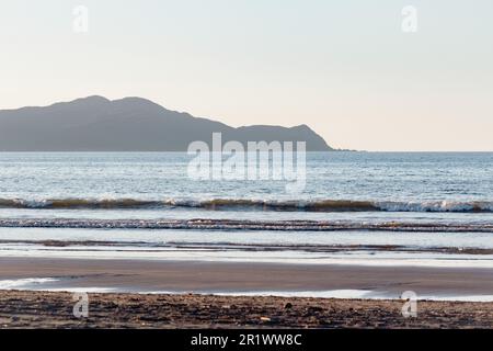 L'extrémité nord de l'île de Kapiti vue de Waikanae Beach, Kapiti, Nouvelle-Zélande. Banque D'Images