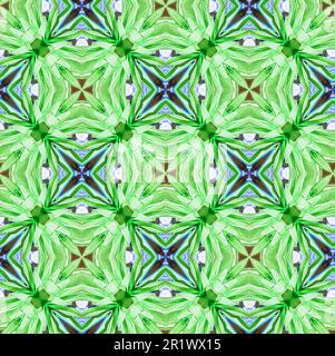 Sans coutures motif abstrait et peinture avec motifs pétale de fleurs biologiques et motif géométrique répétitif vert et bleu. Banque D'Images