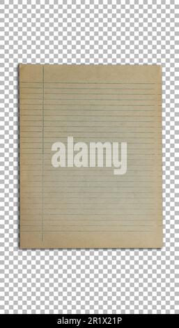 Vue de dessus d'un vieux papier ligné de page d'ordinateur portable adapté au concept vintage. Banque D'Images