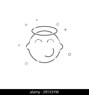 Icône de ligne de vecteur simple de Holy Smiley Kid. Symbole, pictogramme, panneau isolé sur fond blanc. Contour modifiable. Régler l'épaisseur de ligne. Illustration de Vecteur