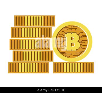 Pile de bitcoins, pile de crypto-monnaie, icône isolée de la bourse Illustration de Vecteur