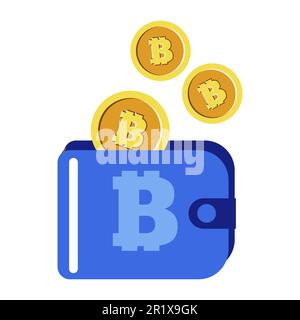 Crypto-monnaie, bitcoins en portefeuille, économies d'argent numérique Illustration de Vecteur