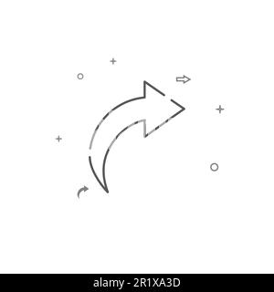Flèche courbée pointant vers la droite, icône de partage de ligne vectorielle simple courbe. Symbole, pictogramme, panneau isolé sur fond blanc. Contour modifiable. Ajuster la ligne nous Illustration de Vecteur