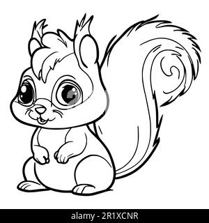 Cute Squirrel coloriage pages pour enfants Illustration de Vecteur