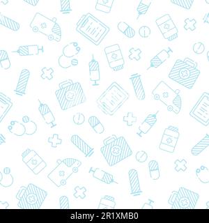 Motif sans couture avec les grandes icônes de la médecine chimique Illustration de Vecteur