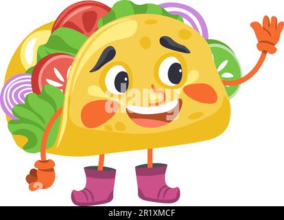Mexique nourriture et plats personnages, taco amical Illustration de Vecteur
