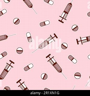 sans couture rose modèle médecine seringues et pilules vecteur Illustration de Vecteur