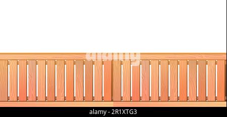 Nouvelle clôture en bois non peinte en planches et clôture de piquetage. Conception horizontale sans couture. Isolé sur fond blanc vecteur. Illustration de Vecteur