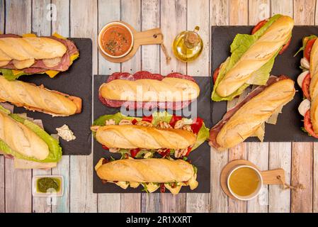 Un ensemble de sandwichs variés typiques de la gastronomie espagnole Banque D'Images