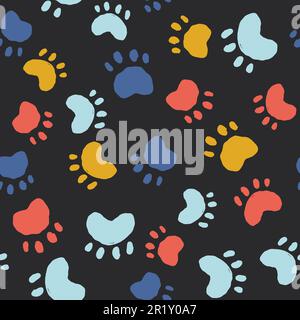 Imprimé pattes de chien sans coutures. Gabarit mignon pour le design, papier d'emballage, carte, affiche, bannière, circulaire. Illustration de Vecteur